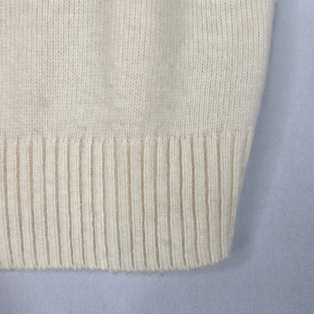 J. Crew Ivory Sweater Lambswool Blend Crew Neck Retro Rhinestone Trim Womens XS